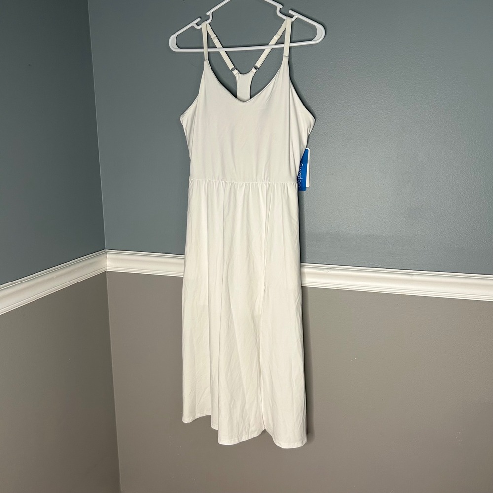 Ewedoos White Tennis athletic Dress Midi Athleisure Built-in Shorts‎  Racerback